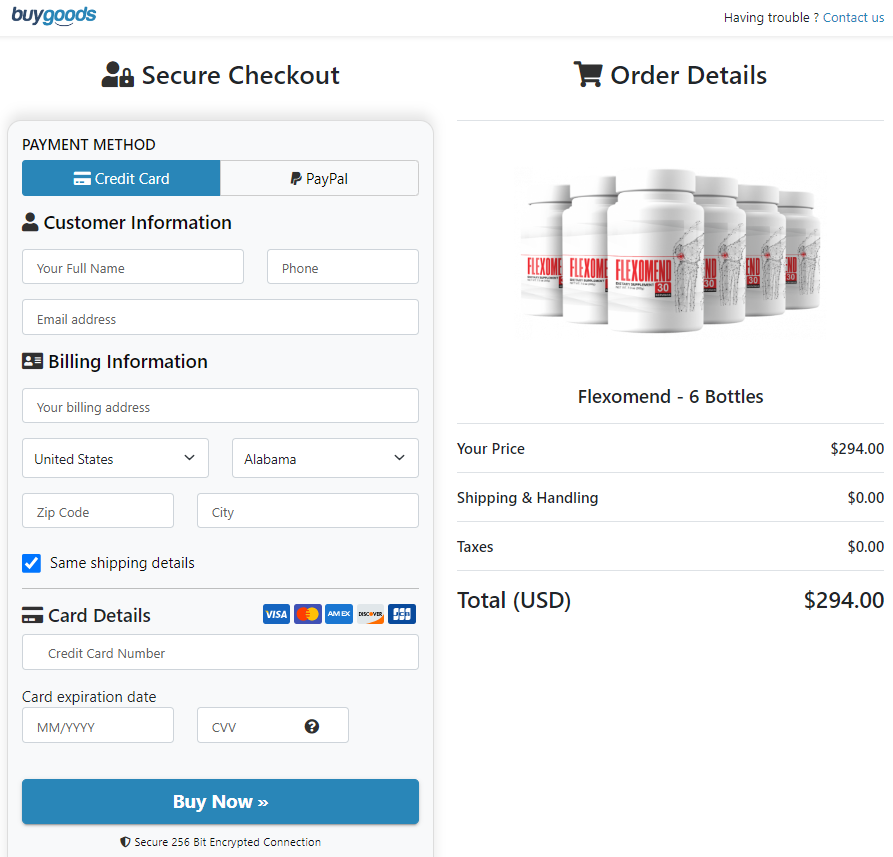 Flexomend Order Page